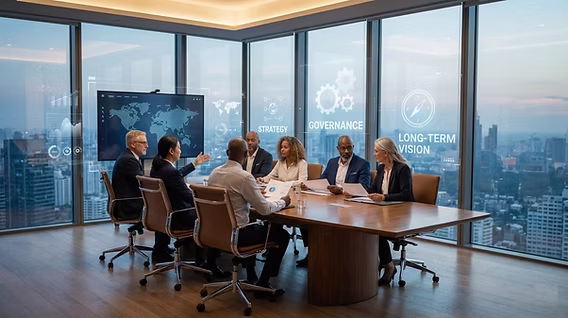 group of staff at a conference table